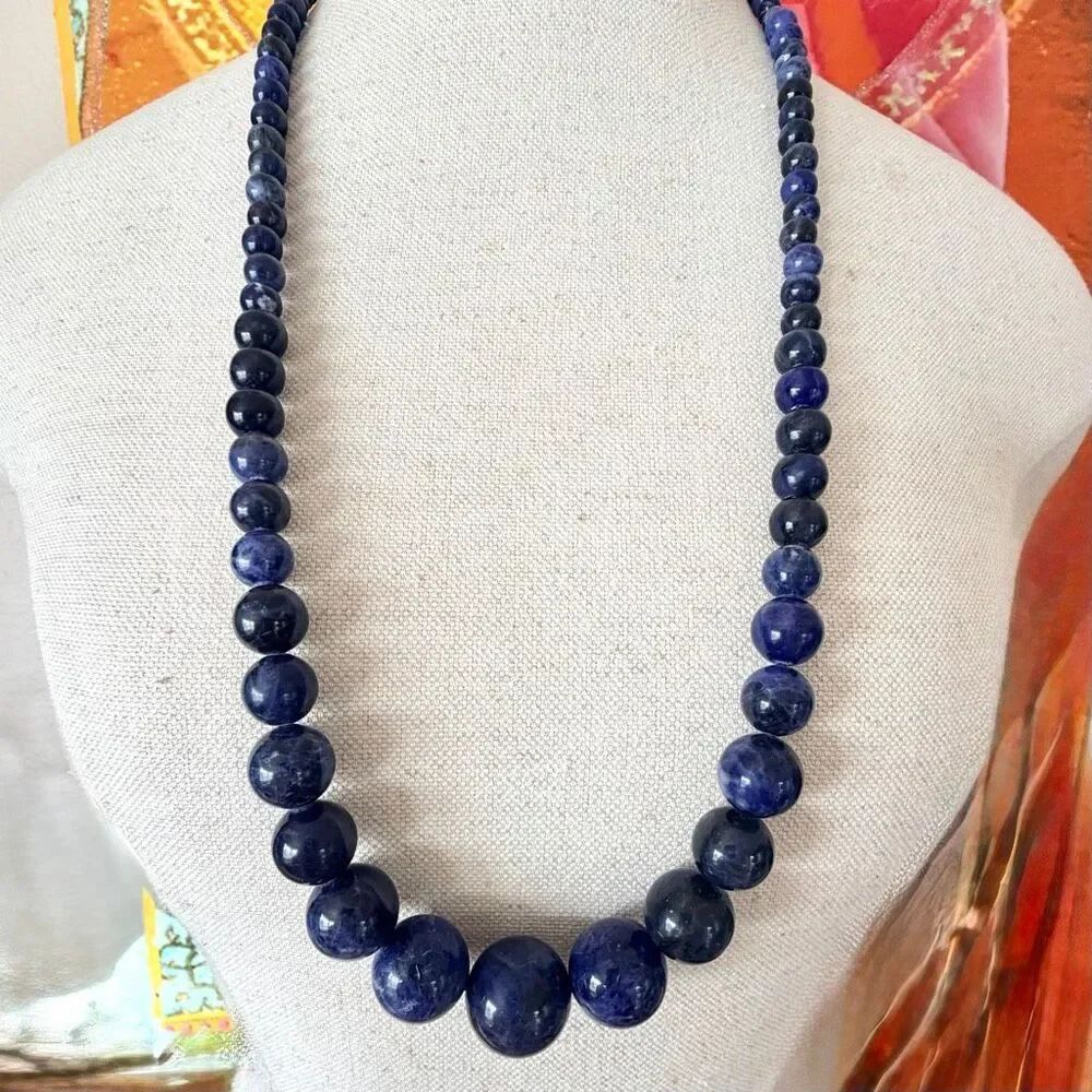 Jay King Graduated Sodalite Bead Necklace Sterling Silver 925